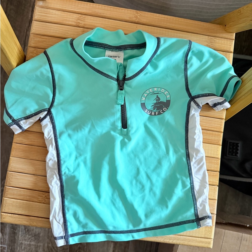 Carter's (Size 12) Aqua Short Sleeve Surf Swim Top